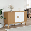 Sideboard in Weiss und Braun mit Holzbeinen
