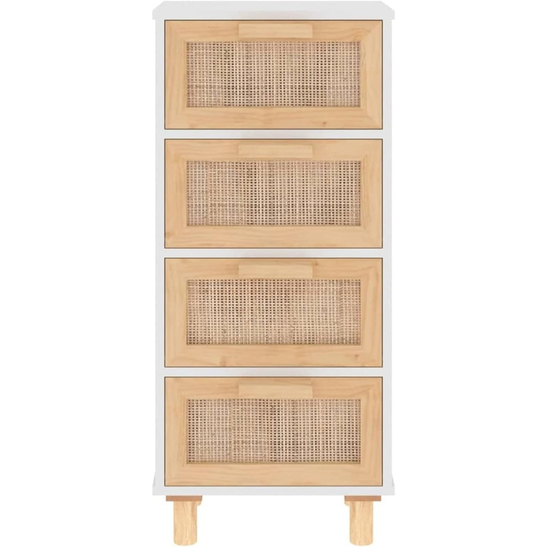4 Schubladen treffen auf Flechtoptik an dem Sideboard