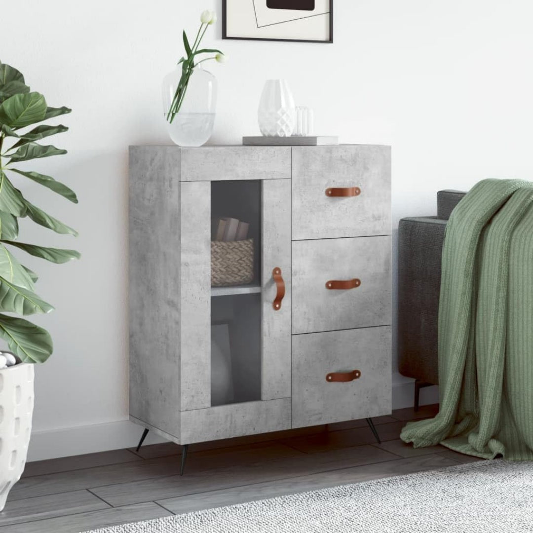 Sideboard aus Metall und Glas mit Schubladen