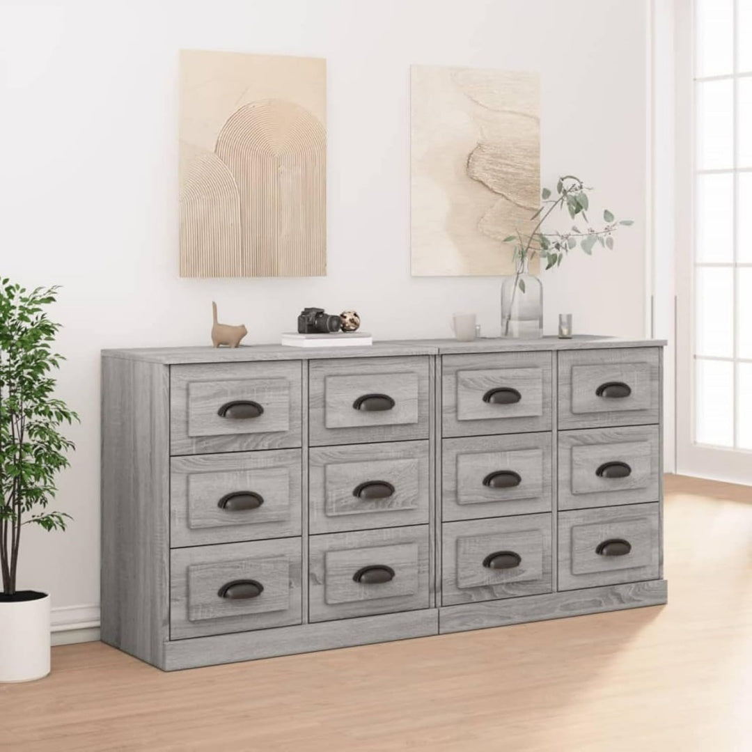 Zwei Sideboards teilen sich eine graue Holzmaserung