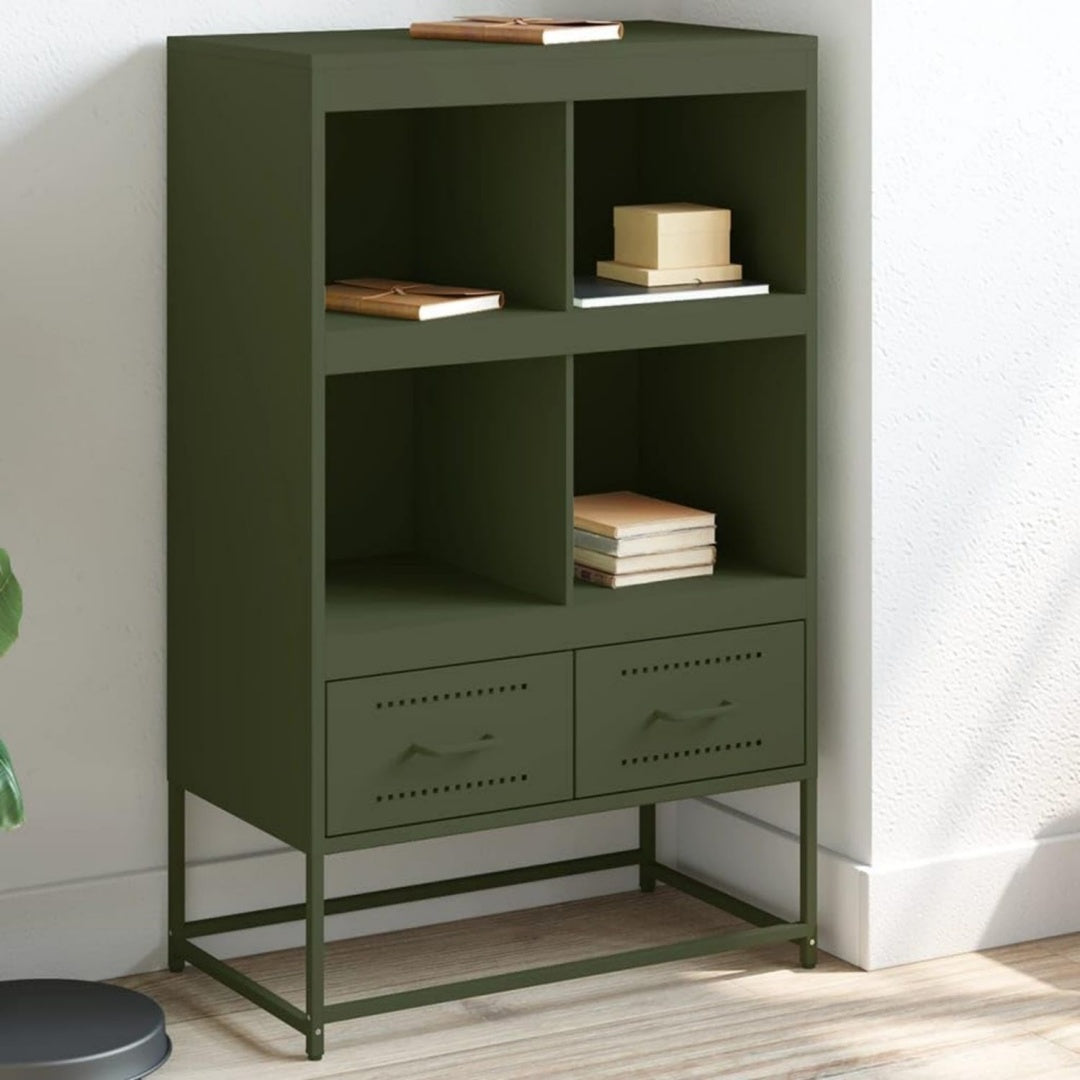 Hochschrank aus Metall in Gruen