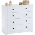 Metallgriffe praegen das Sideboard in Weiss