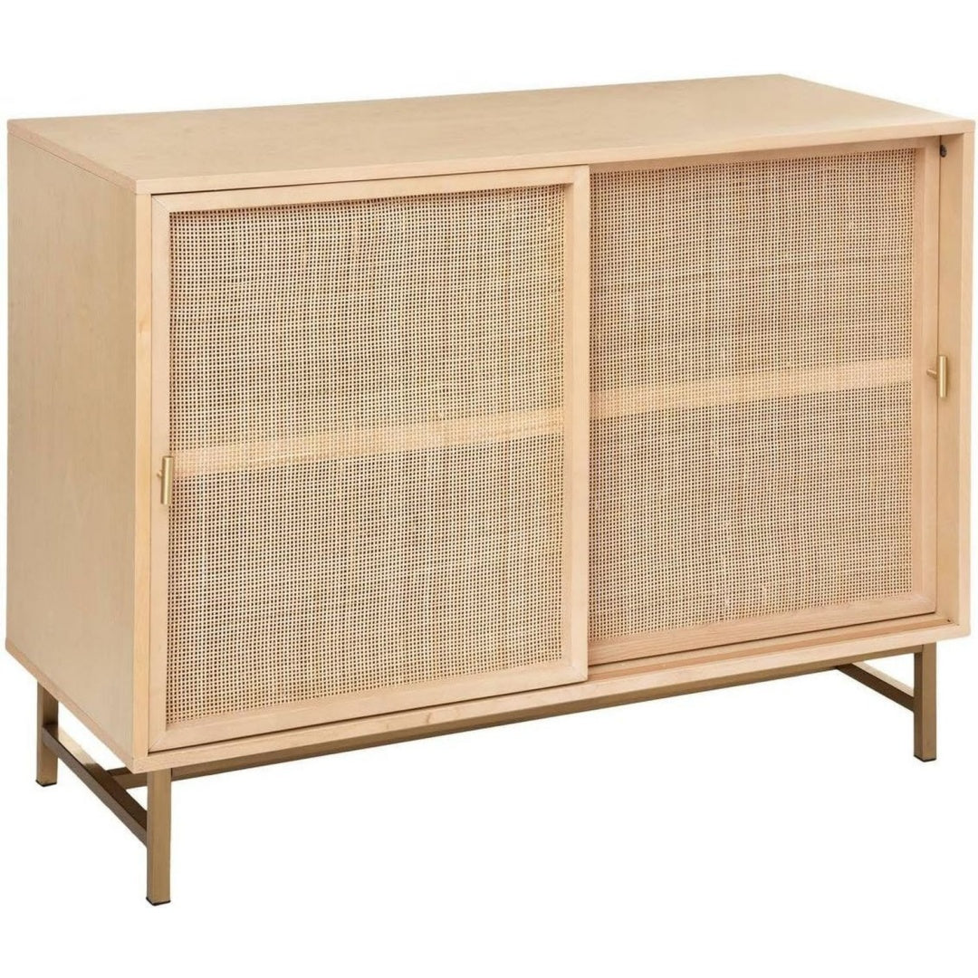 Sideboard verbindet Schiebetueren und geflochtene Elemente