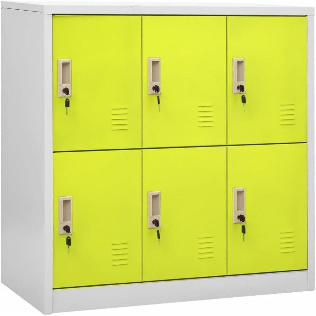 Sideboard aus Metall in Hellgrau und Gruen