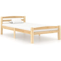Das Bettgestell misst 90 x 200 cm in Naturbraun