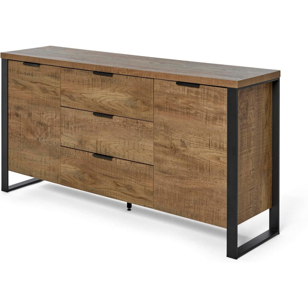Sideboard verbindet ein Metallgestell und Reliefstrukturen